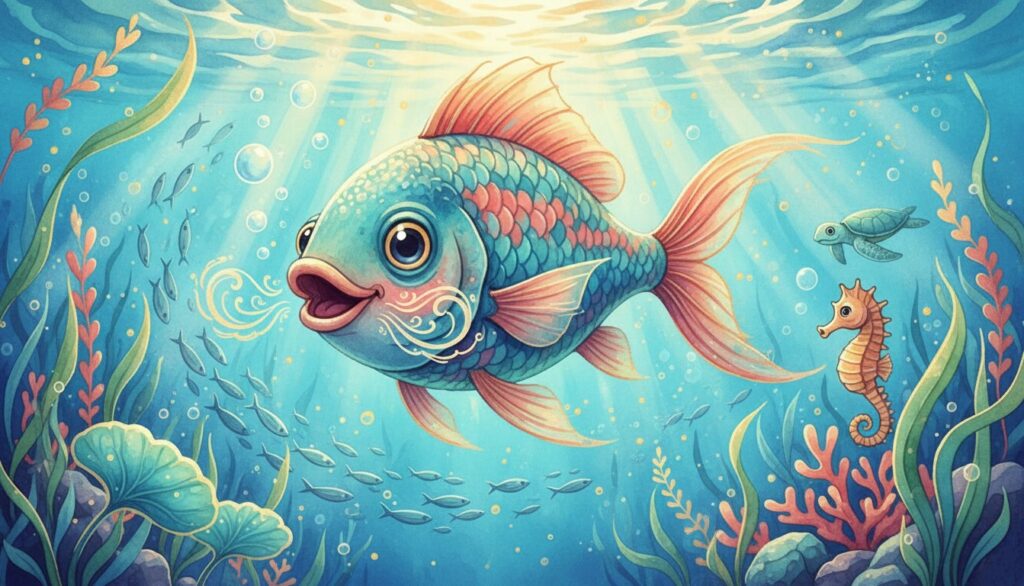 Illustration d'un poisson respirant sous l'eau