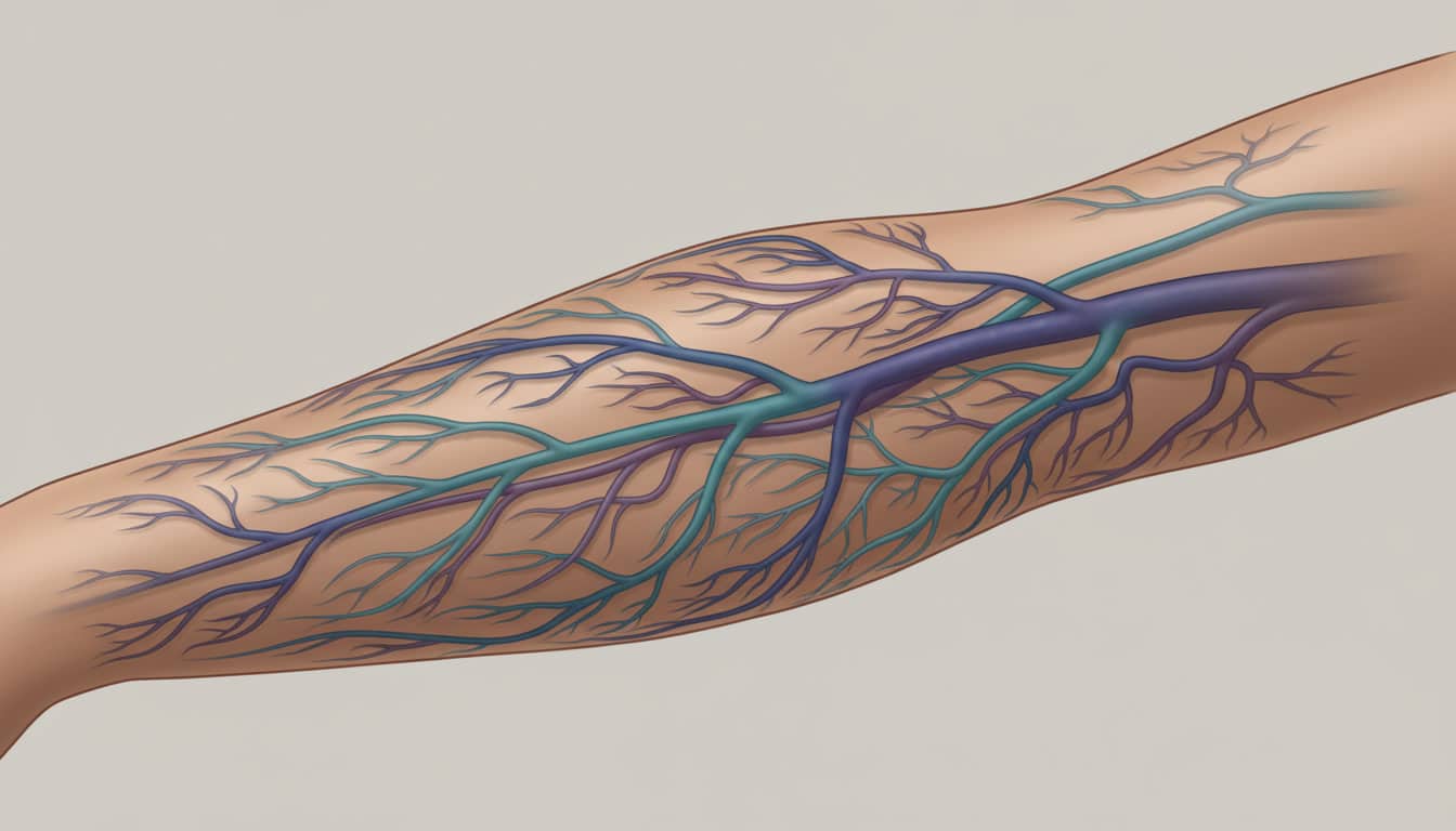 Illustration montrant les veines bleues sous la peau