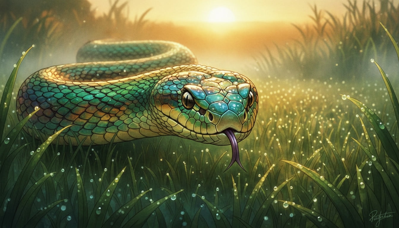Illustration d'un serpent tirant sa langue fourchue