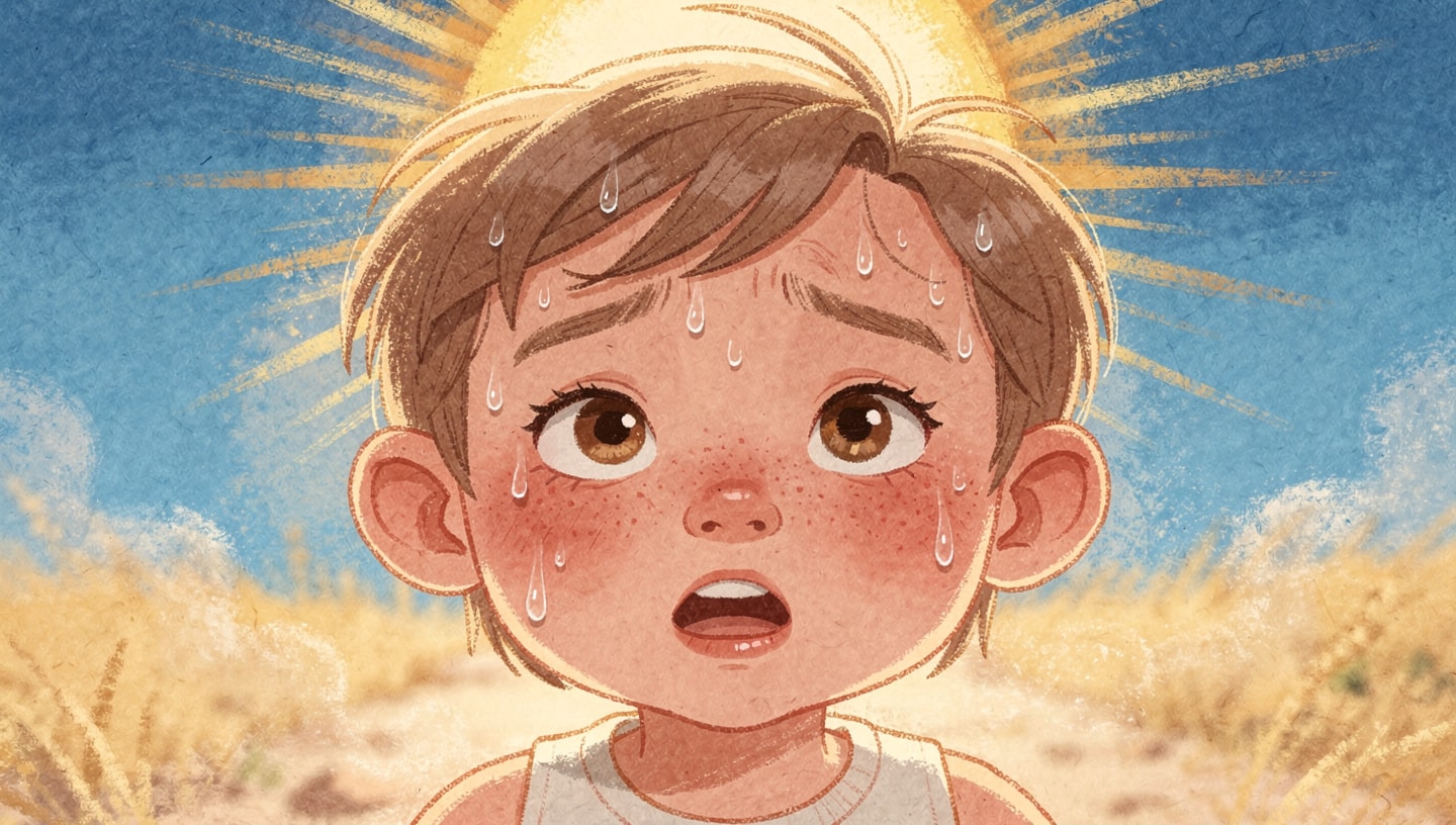 Illustration d'un enfant transpirant à cause de la chaleur
